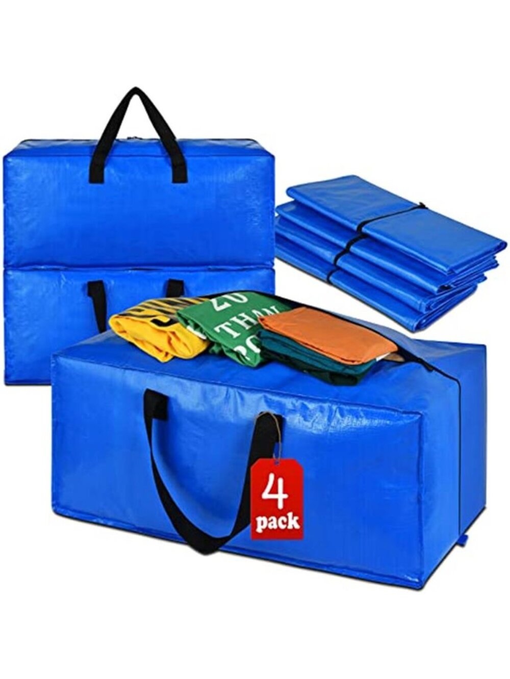 Heavy Duty Extra Large Blue Moving Bags with Strong Zipper Backpack Handles